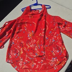 Rose & Olive Vibrant Red Floral Blouse